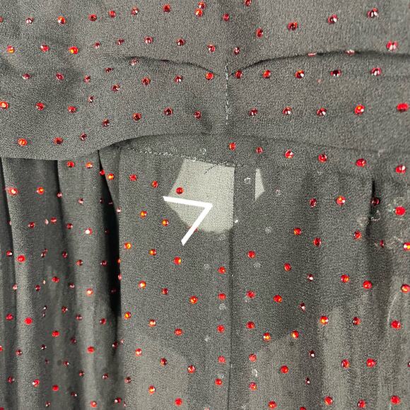 Dundas Gem Jumpsuit Black Ruby Crystal Embellished Sheer Sz S - Picture 11 of 12